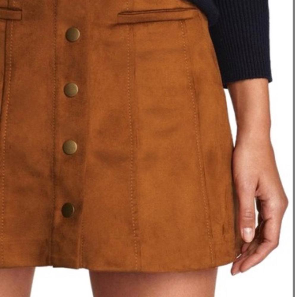 Tan suede skirt with gold buttons